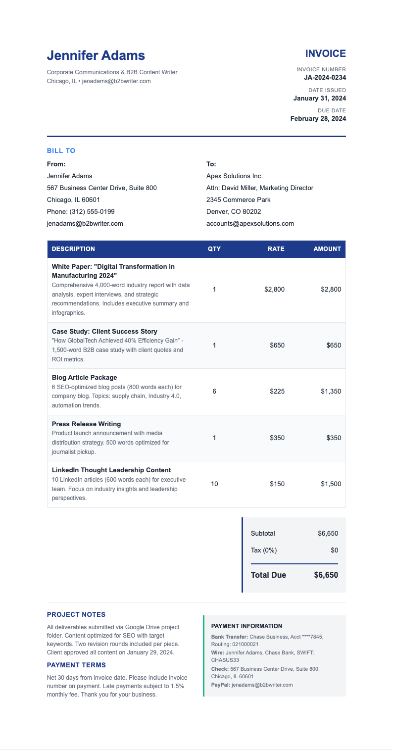 Clean Corporate Invoice